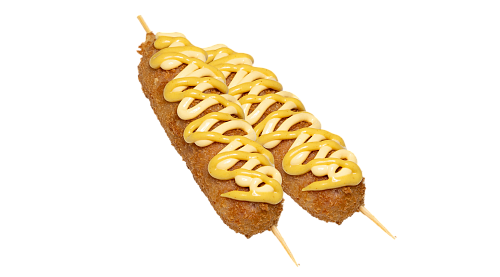 2 корн дога под сырным соусом